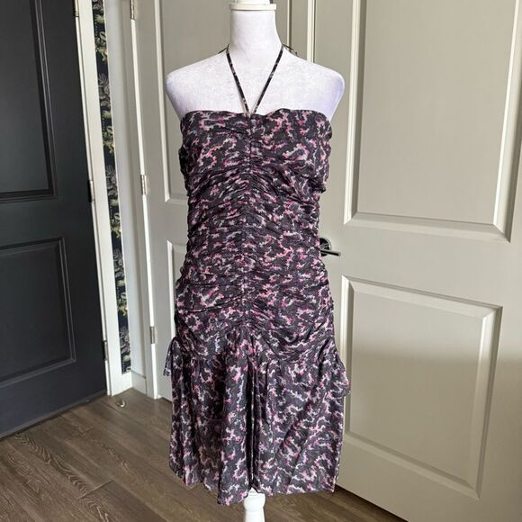 NWT Isabel Marant Étoile Ilanka Ruched Halter Ruffle Hem Dress Size 42 US 10 - Picture 2 of 9